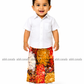 KSA1607 - Red yellow and white designed sarong| Ceylon Batik | Hand Made | Kid's Collection | Cotton Sarong| Summer Wear | Cultural