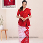 MU1571|Red with white and red lady designed Kandyan Made-up|Ceylon Batik| Cotton Kandyan Made-up Saree| Exclusive Designer Wear | Kandyan Made-up