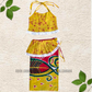 KG1553 - Yellow with green and hot pink designed Lama Saree ( Kids Redda Hatte)| Ceylon Batik | Hand Made | Kids Collection | Summer Collection | Cotton Lama Saree | Kids Redda Hatte | Casual wear