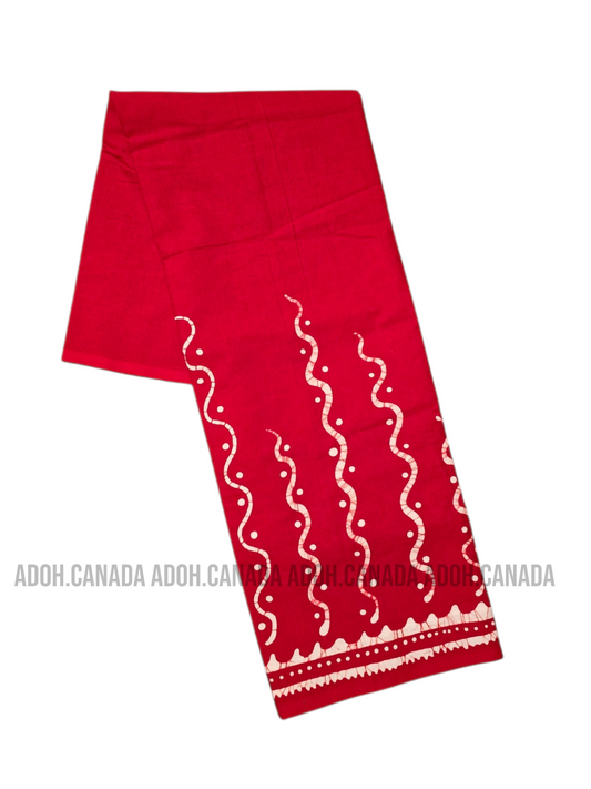KSA1592 - Red with white designed sarong| Ceylon Batik | Hand Made | Kid's Collection | Cotton Sarong| Summer Wear | Cultural