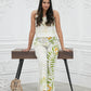 CC0033 - Batik White Pant & Batik Cracks Crop Top| Ceylon Batik | Hand Made | Summer Collection | Cotton Dress | Summer Wear
