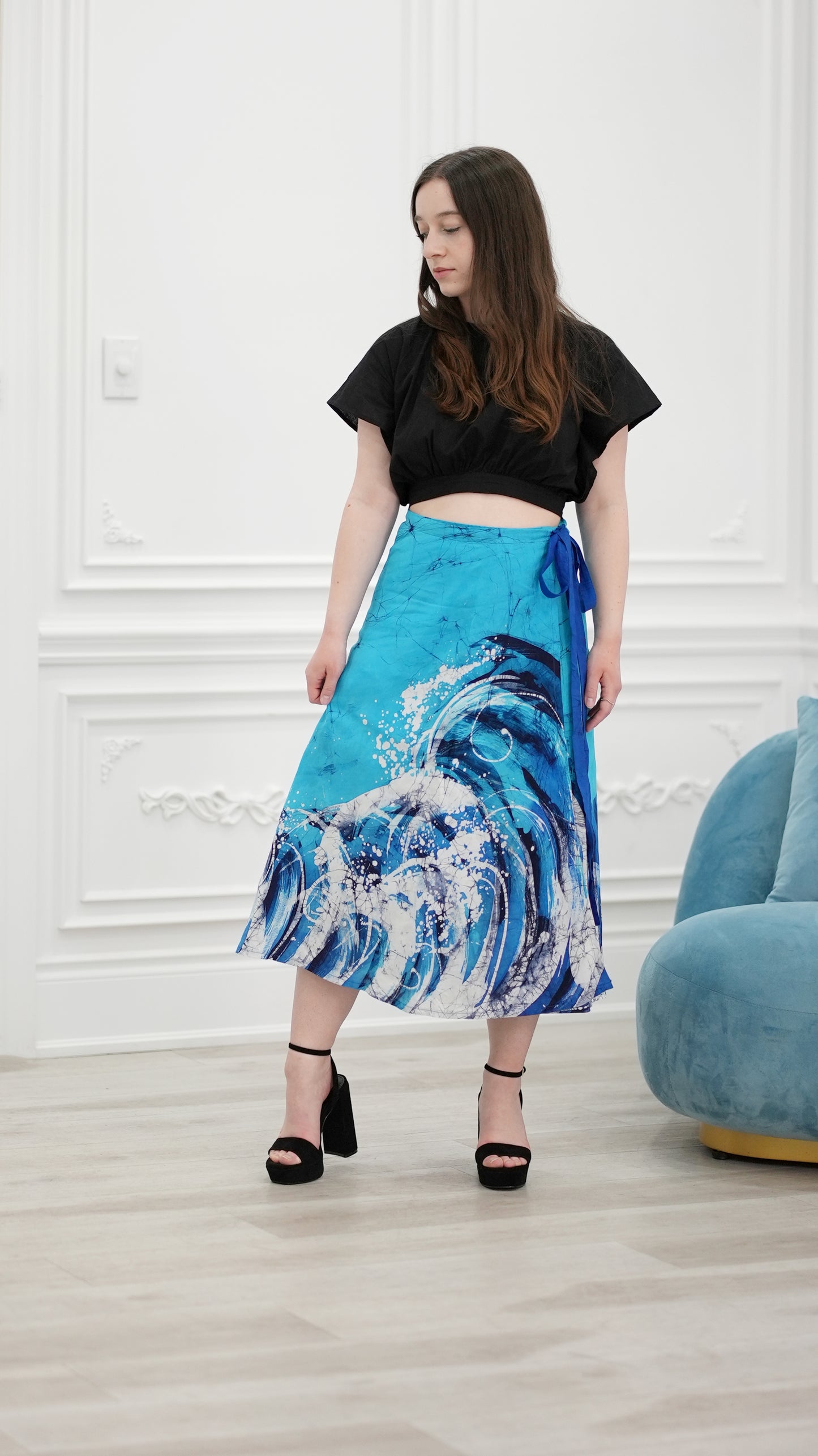 Z0001- Zeylanica Salty Sea Wrap Around Skirt Batik | Ceylon Batik | Hand Made | Summer Collection | Summer Wear