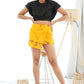 CC0062 - Orange Batik Cracks Mini Skirt & Black Crop Top | Ceylon Batik | Hand Made | Summer Collection | Cotton Dress | Summer Wear