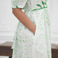 CC0067 - Green Leaves Long Batik Dress | Ceylon Batik | Hand Made | Summer Collection | Cotton Dress | Summer Wear