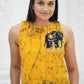 CC0062 - Mustard Yellow Elephant Design Long Skirt & Top | Ceylon Batik | Hand Made | Summer Collection | Cotton Dress | Summer Wear