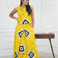 CC0001 - Diamond Yellow Long Skirt Batik & Crop Top | Ceylon Batik | Hand Made | Summer Collection | Cotton Dress | Summer Wear