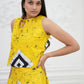 CC0001 - Diamond Yellow Long Skirt Batik & Crop Top | Ceylon Batik | Hand Made | Summer Collection | Cotton Dress | Summer Wear