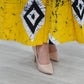 CC0001 - Diamond Yellow Long Skirt Batik & Crop Top | Ceylon Batik | Hand Made | Summer Collection | Cotton Dress | Summer Wear