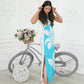 CC0040 -Light Blue & White Flower Long Batik Dress | Ceylon Batik | Hand Made | Summer Collection | Cotton Dress | Summer Wear
