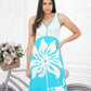 CC0040 -Light Blue & White Flower Long Batik Dress | Ceylon Batik | Hand Made | Summer Collection | Cotton Dress | Summer Wear