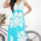 CC0040 -Light Blue & White Flower Long Batik Dress | Ceylon Batik | Hand Made | Summer Collection | Cotton Dress | Summer Wear