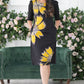 CC0042- Black & Yellow Flower Short Batik Dress | Ceylon Batik | Hand Made | Summer Collection | Cotton Dress | Summer Wear
