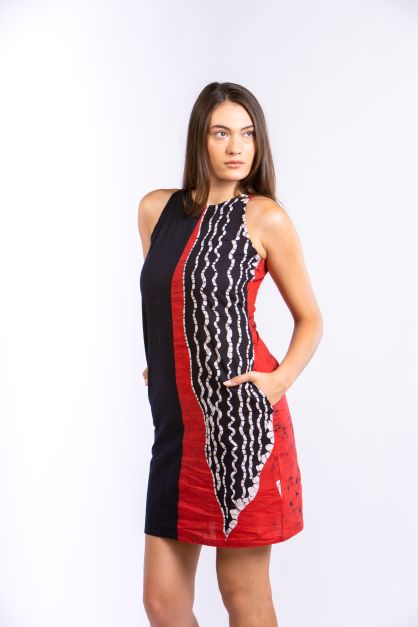 CC0148/72- Black & Red Short Batik Dress | Ceylon Batik | Hand Made | Summer Collection | Cotton Dress | Summer Wear