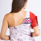 CC0081- White & Red/Pink One shoulder Batik Dress | Ceylon Batik | Hand Made | Summer Collection | Cotton Dress | Summer Wear