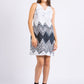 CC0151- Black & White Waves Short Batik Dress | Ceylon Batik | Hand Made | Summer Collection | Cotton Dress | Summer Wear