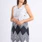 CC0151- Black & White Waves Short Batik Dress | Ceylon Batik | Hand Made | Summer Collection | Cotton Dress | Summer Wear