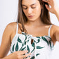 CC0065- Green Leaf White Short Batik Dress | Ceylon Batik | Hand Made | Summer Collection | Cotton Dress | Summer Wear