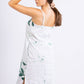 CC0065- Green Leaf White Short Batik Dress | Ceylon Batik | Hand Made | Summer Collection | Cotton Dress | Summer Wear