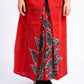 CC0073 - Red box pleat Batik long Skirt Batik| Ceylon Batik | Hand Made | Summer Collection | Cotton Long Skirt| Summer Wear