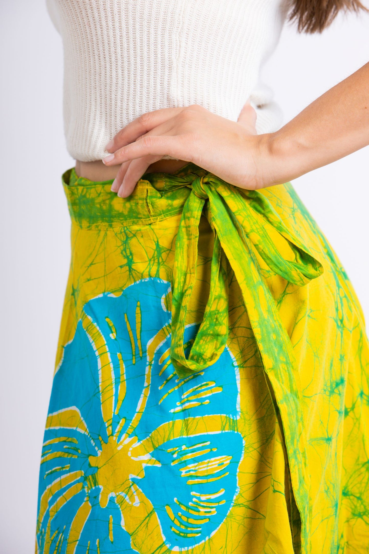 CC0072 - Yellow & Blue Wrap around Batik| Ceylon Batik | Hand Made | Summer Collection | Cotton Wrap Arounds | Summer Wear