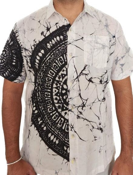 SH0002 - Black & White Batik Shirt | Ceylon Batik | Hand Made | Men's  Collection | Cotton Shirt | Summer Wear