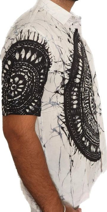 SH0002 - Black & White Batik Shirt | Ceylon Batik | Hand Made | Men's Collection | Cotton Shirt | Summer Wear