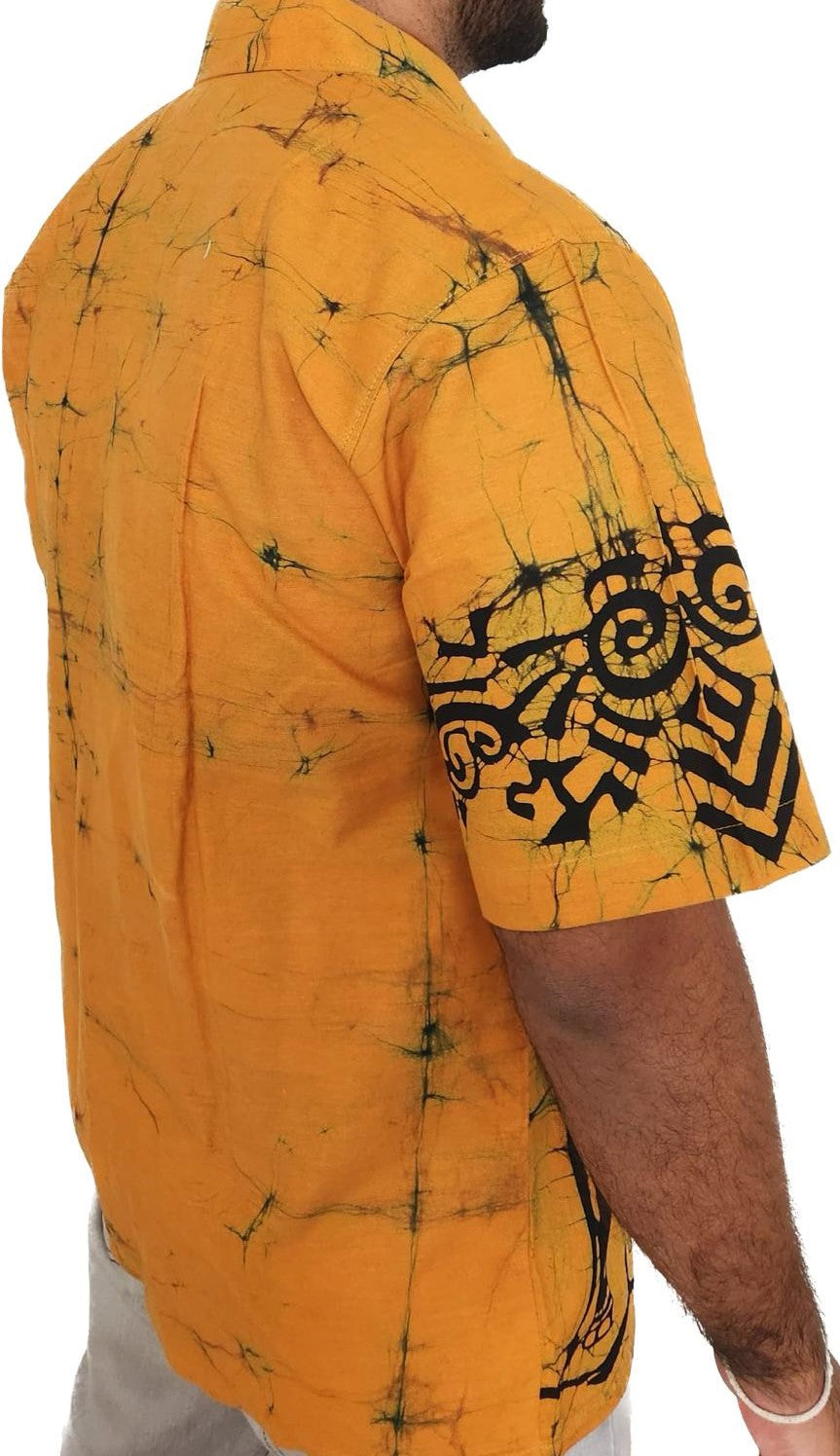 SH0003 - Yellow Batik Shirt | Ceylon Batik | Hand Made | Men's Collection | Cotton Shirt | Summer Wear