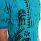 SH0009 -  Blue & Black Elephant Batik Shirt | Ceylon Batik | Hand Made | Men's Collection | Cotton Shirt | Summer Wear