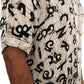 SSH0001 - Black & White Letters Batik Silk Shirt | Ceylon Batik | Hand Made | Men's Collection | Silk Shirt | Summer Wear | Party Wear