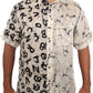 SSH0001 - Black & White Letters Batik Silk Shirt | Ceylon Batik | Hand Made | Men's Collection | Silk Shirt | Summer Wear | Party Wear