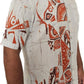 SH0010 -  Orange & White Batik Shirt | Ceylon Batik | Hand Made | Men's Collection | Cotton Shirt | Summer Wear
