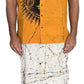 SH0014 - Classic Yellow Shirt & Sarong kit with Batik designed Sun | Ceylon Batik | Hand Made | Men's Collection | Cotton Shirt | Summer Wear | Party Wear |