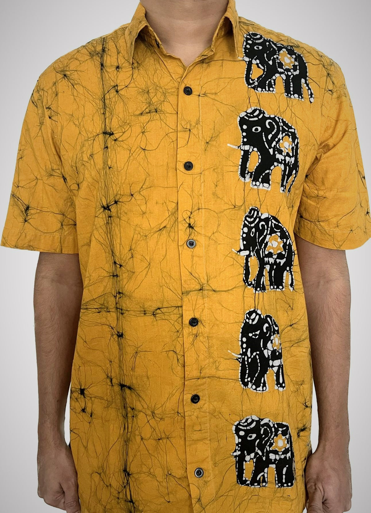 Adoh SH0015 - Classic Yellow Shirt & Sarong kit with Batik designed Elephan ...