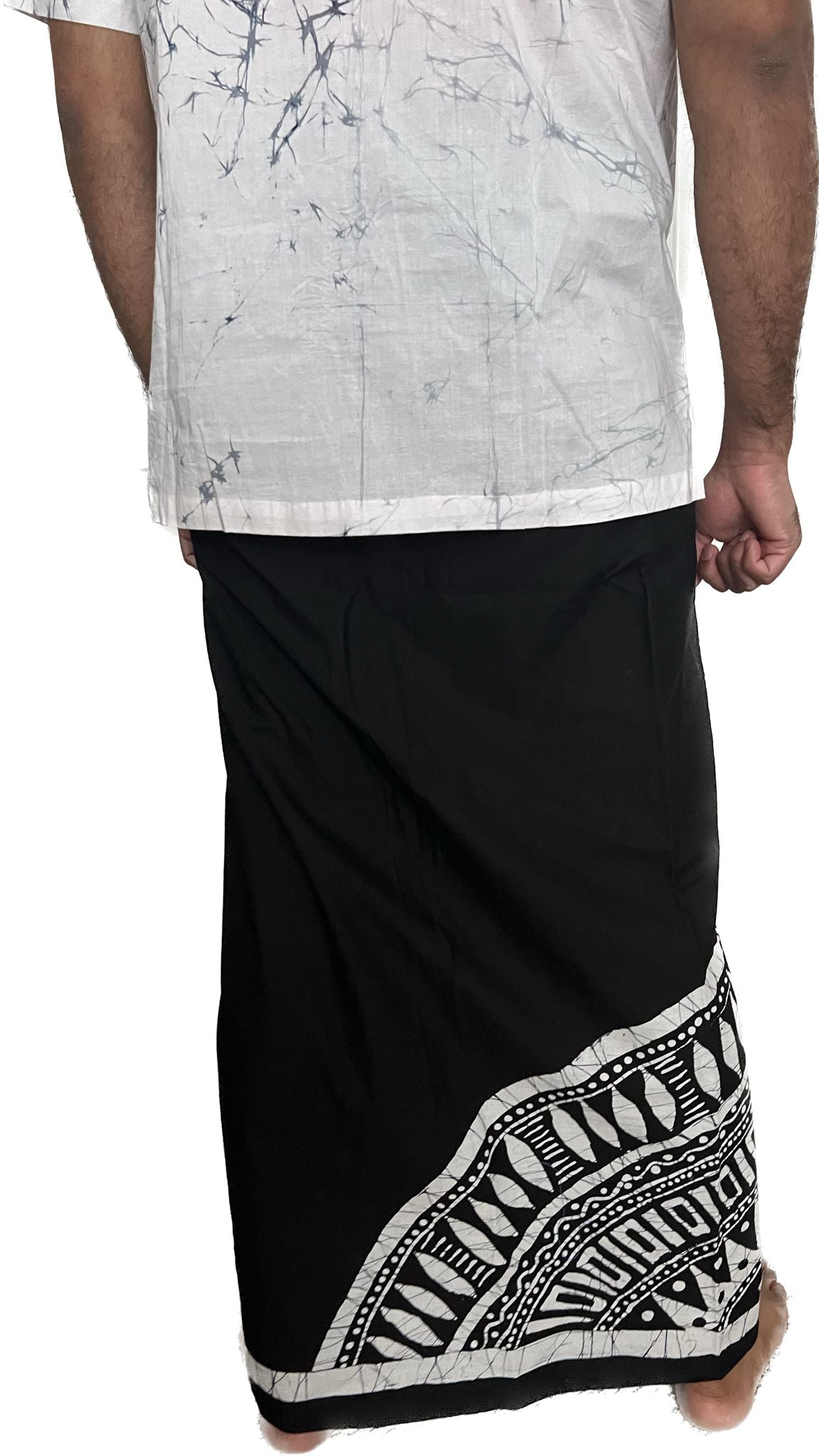 SH0002 - Black & White Batik Shirt | Ceylon Batik | Hand Made | Men's Collection | Cotton Shirt | Summer Wear